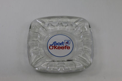 Vintage Sport O’Keefe Glass Ashtray – Clear Glass Advertising Ashtray