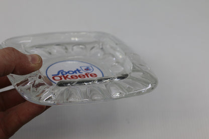 Vintage Sport O’Keefe Glass Ashtray – Clear Glass Advertising Ashtray