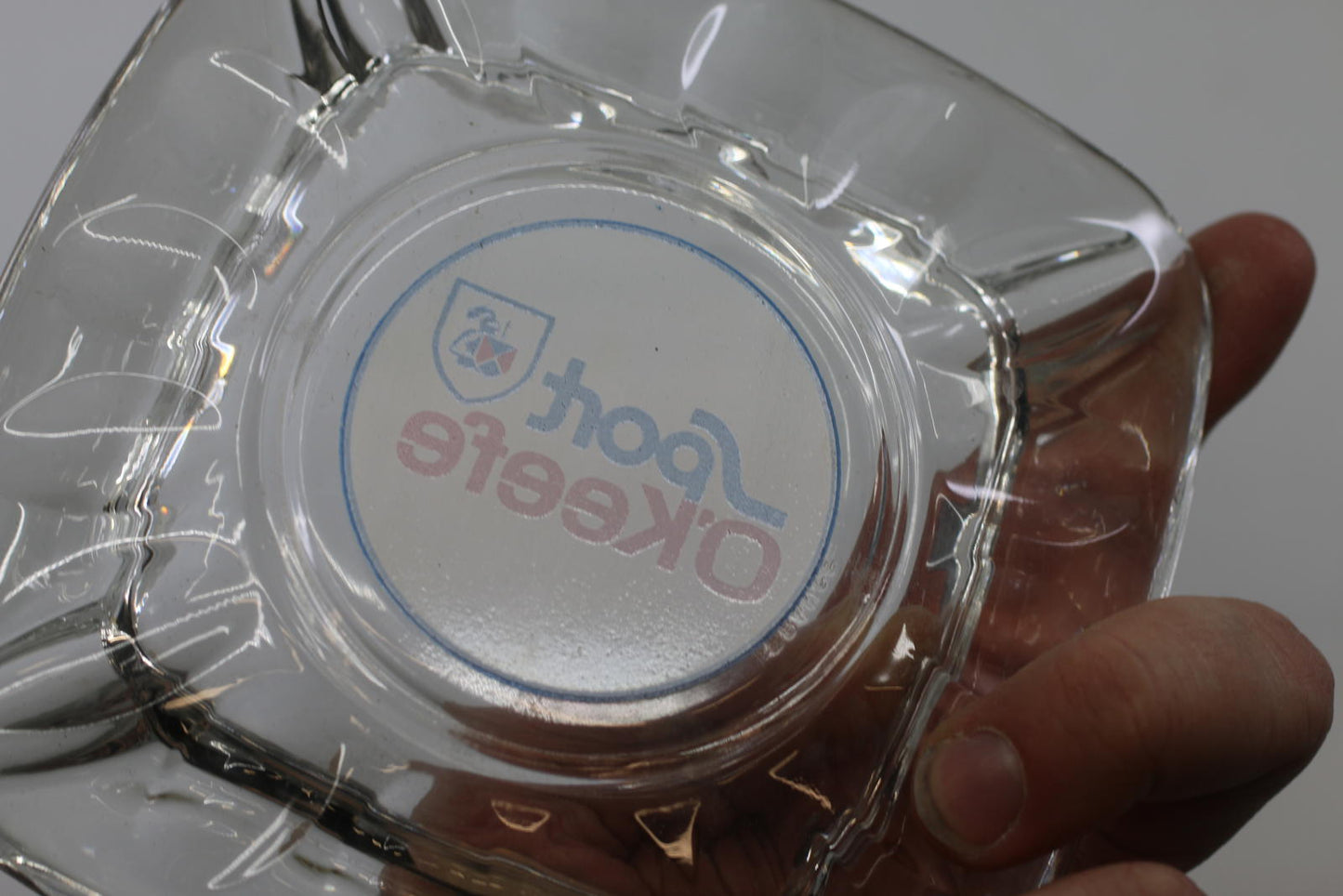 Vintage Sport O’Keefe Glass Ashtray – Clear Glass Advertising Ashtray