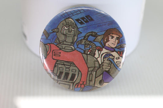 Vintage 1978 Captain Future Button Pin Anime Capitaine Flam Badge Retro Japan