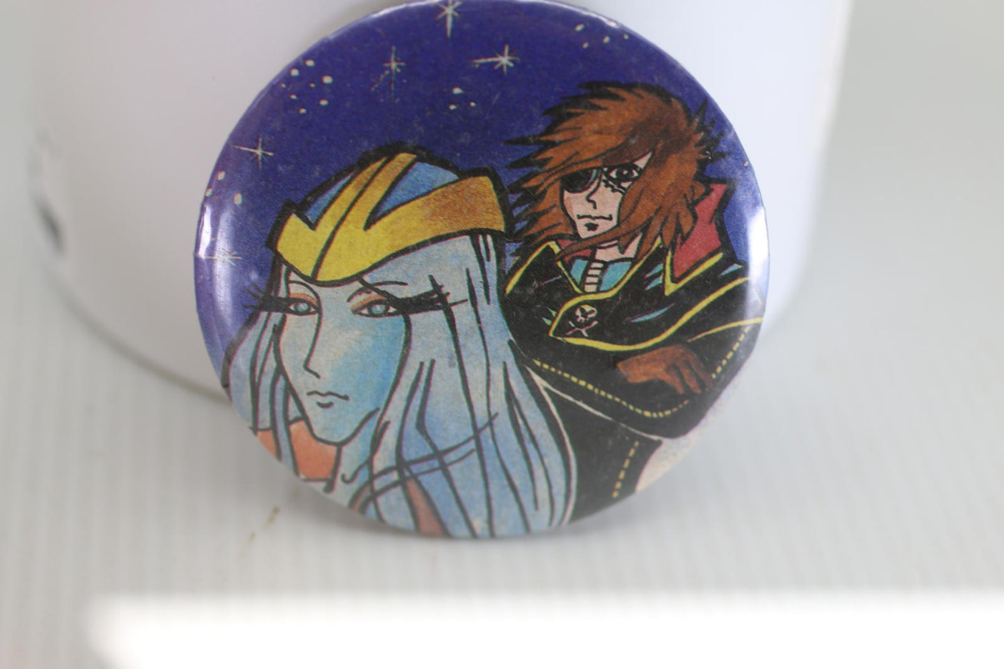 Vintage 1978 Captain Future Button Pin Anime Capitaine Flam Badge Retro Japan #2