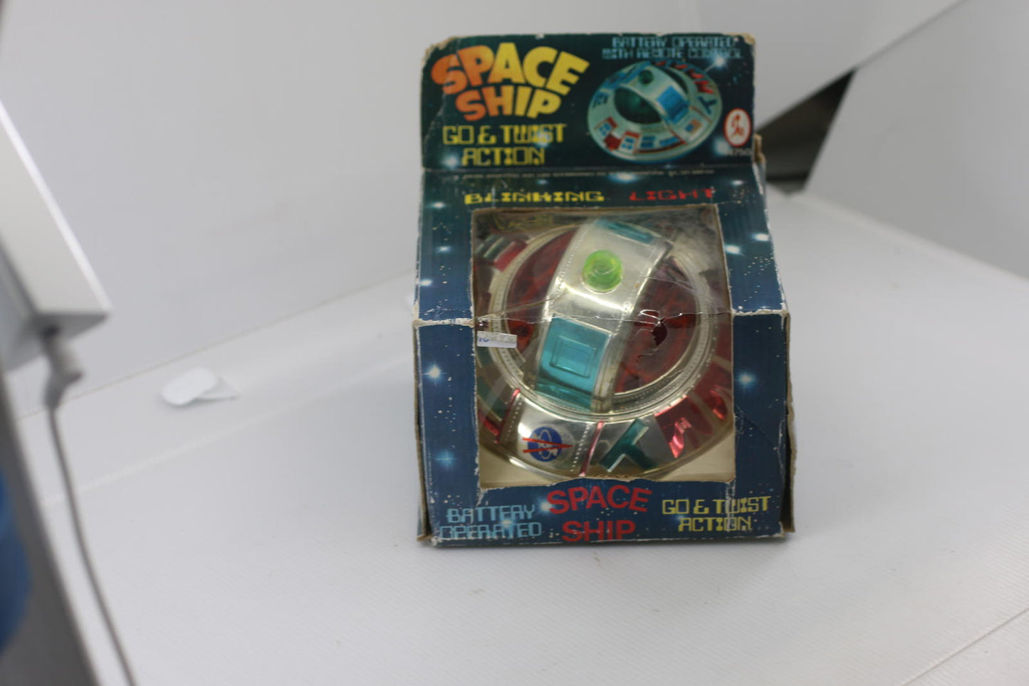 Vintage Space Ship Go&Twist Action Battery Operated Blinking Light Toy Hong Kong