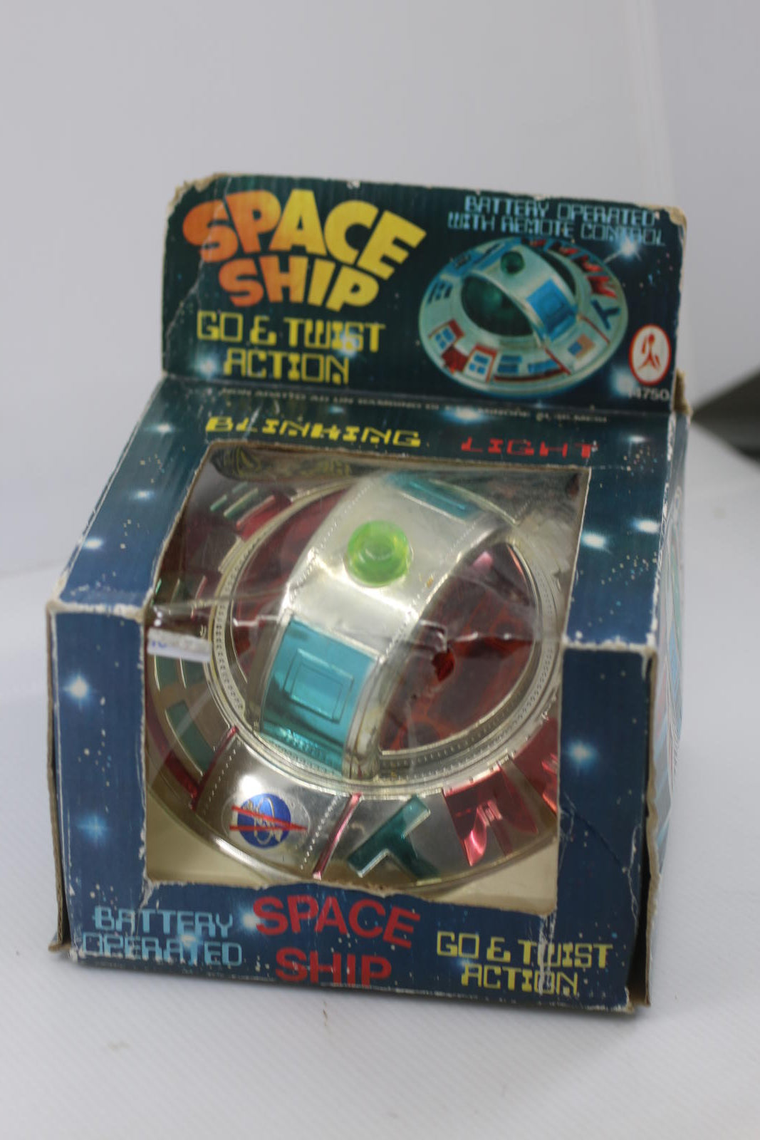 Vintage Space Ship Go&Twist Action Battery Operated Blinking Light Toy Hong Kong