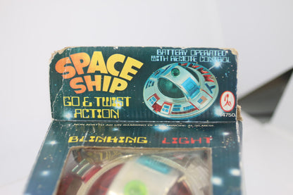 Vintage Space Ship Go&Twist Action Battery Operated Blinking Light Toy Hong Kong
