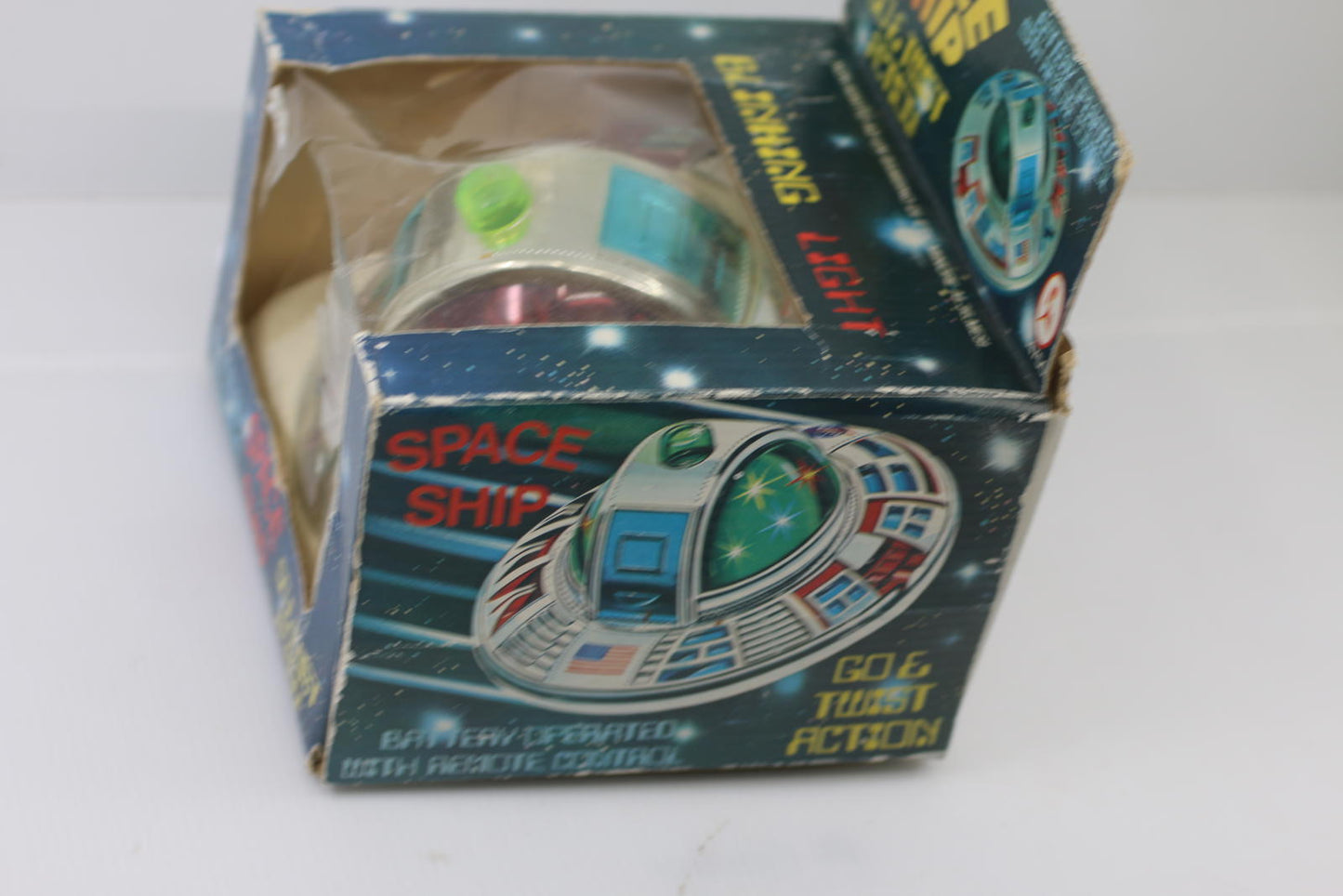 Vintage Space Ship Go&Twist Action Battery Operated Blinking Light Toy Hong Kong
