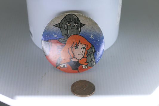 Vintage 1978 Captain Future Button Pin Anime Capitaine Flam Badge Retro Japan #7