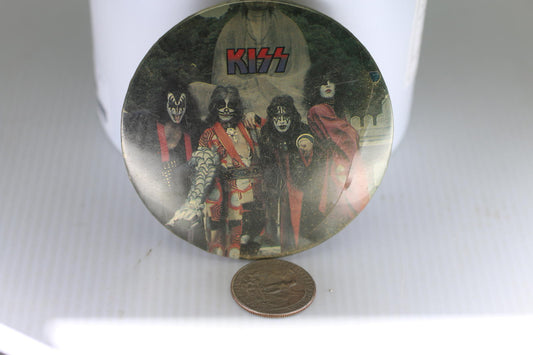 Vintage 1970's KISS Destroyer Era 3" Button Pin Aucoin Official Band Photo Badge