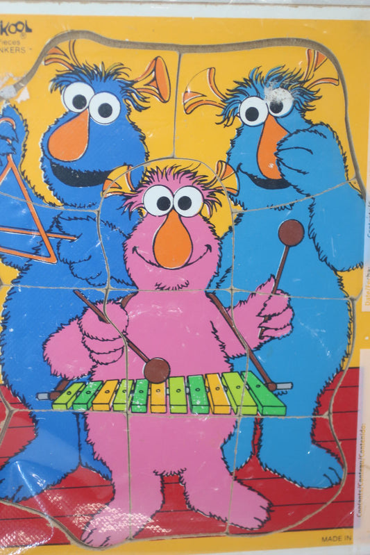 VINTAGE PLAYSKOOL SESAME Street Honkers Muppets Monster Wooden Tray puzzle toys