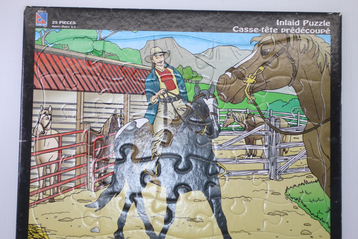 Pyramid 25 Piece Inlaid Puzzle - Cowboy Horse Scene
