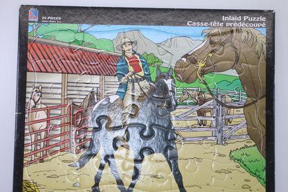 Pyramid 25 Piece Inlaid Puzzle - Cowboy Horse Scene