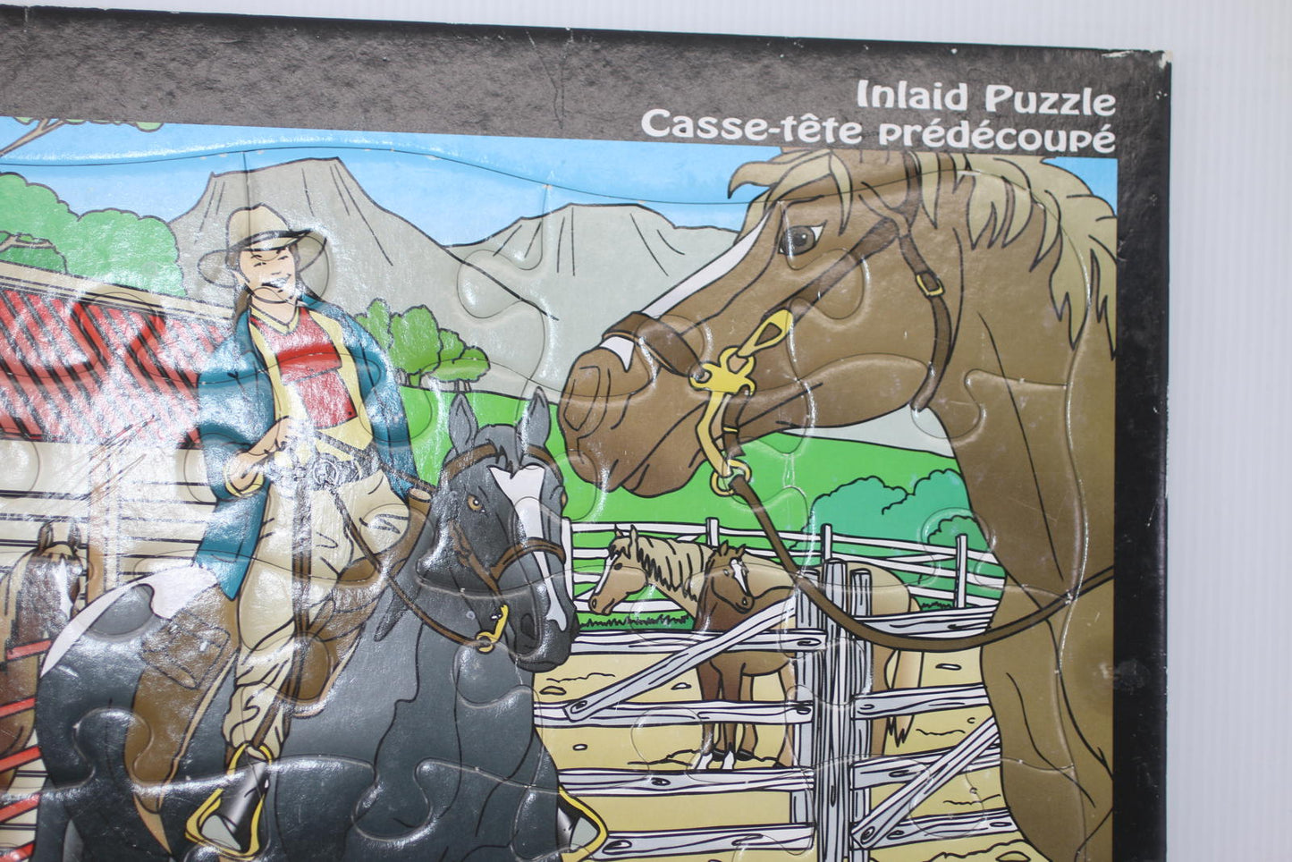 Pyramid 25 Piece Inlaid Puzzle - Cowboy Horse Scene