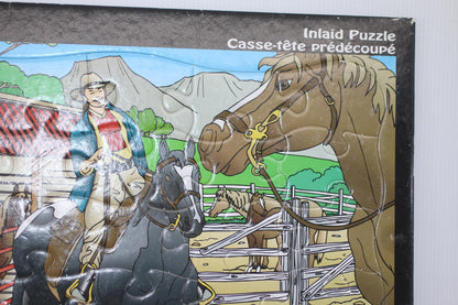 Pyramid 25 Piece Inlaid Puzzle - Cowboy Horse Scene