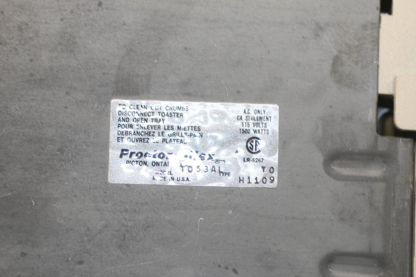 Vintage Proctor-Silex 2-Slice Toaster Model T053A – Mid-Century – Untested