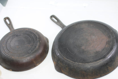 CASRON Taiwan Cast Iron Skillet Lot of 2 – Vintage – Heavy Rust/Patina
