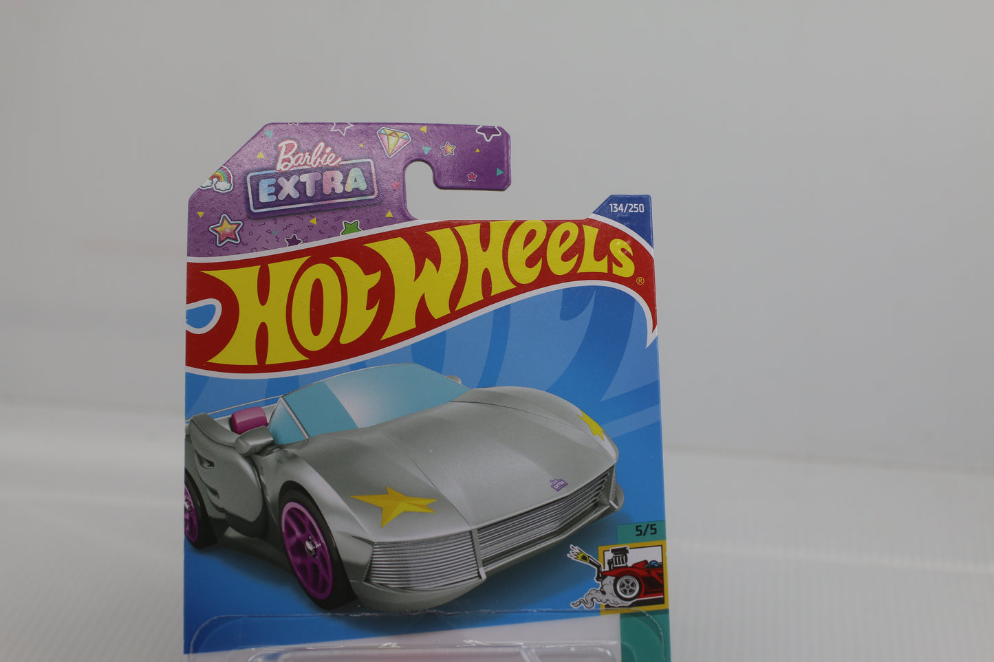Hot Wheels Mattel Barbie Extra 2022 Silver Tooned Car 5/5 Brand New Sealed