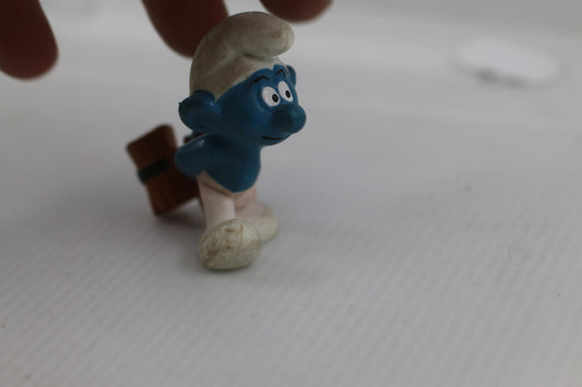 The Smurfs Smurf with hammer Wooden Schleich Vintage 1995 Peyo 2"