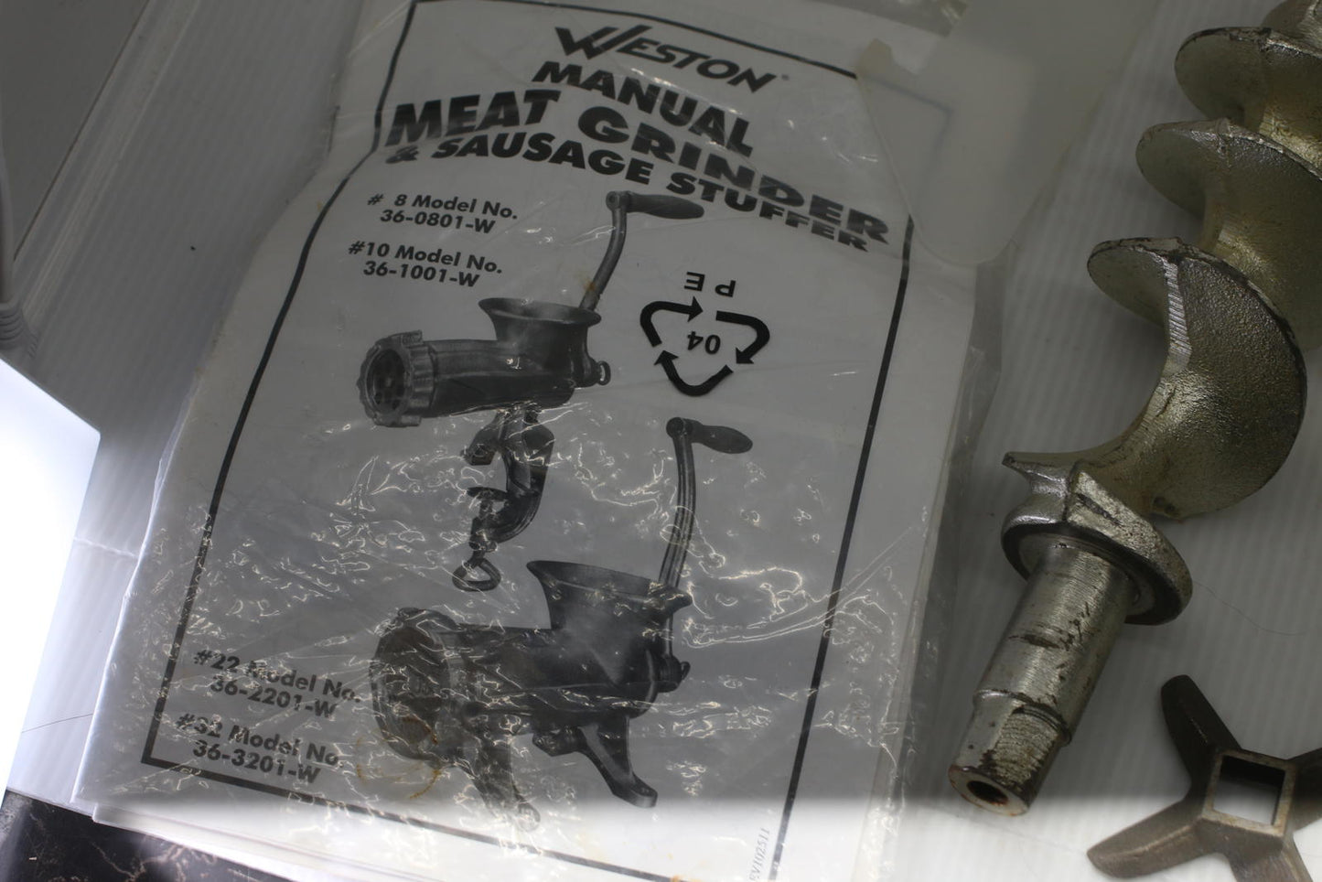 Weston #10 Manual Meat Grinder Sausage Stuffer Complete w Box & Plates