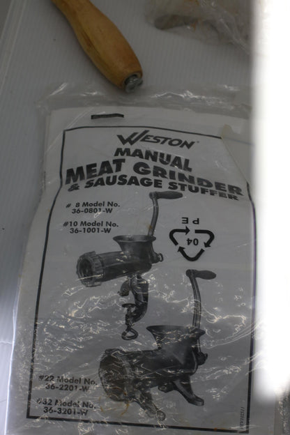 Weston #10 Manual Meat Grinder Sausage Stuffer Complete w Box & Plates