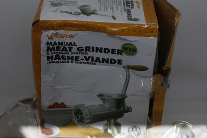 Weston #10 Manual Meat Grinder Sausage Stuffer Complete w Box & Plates