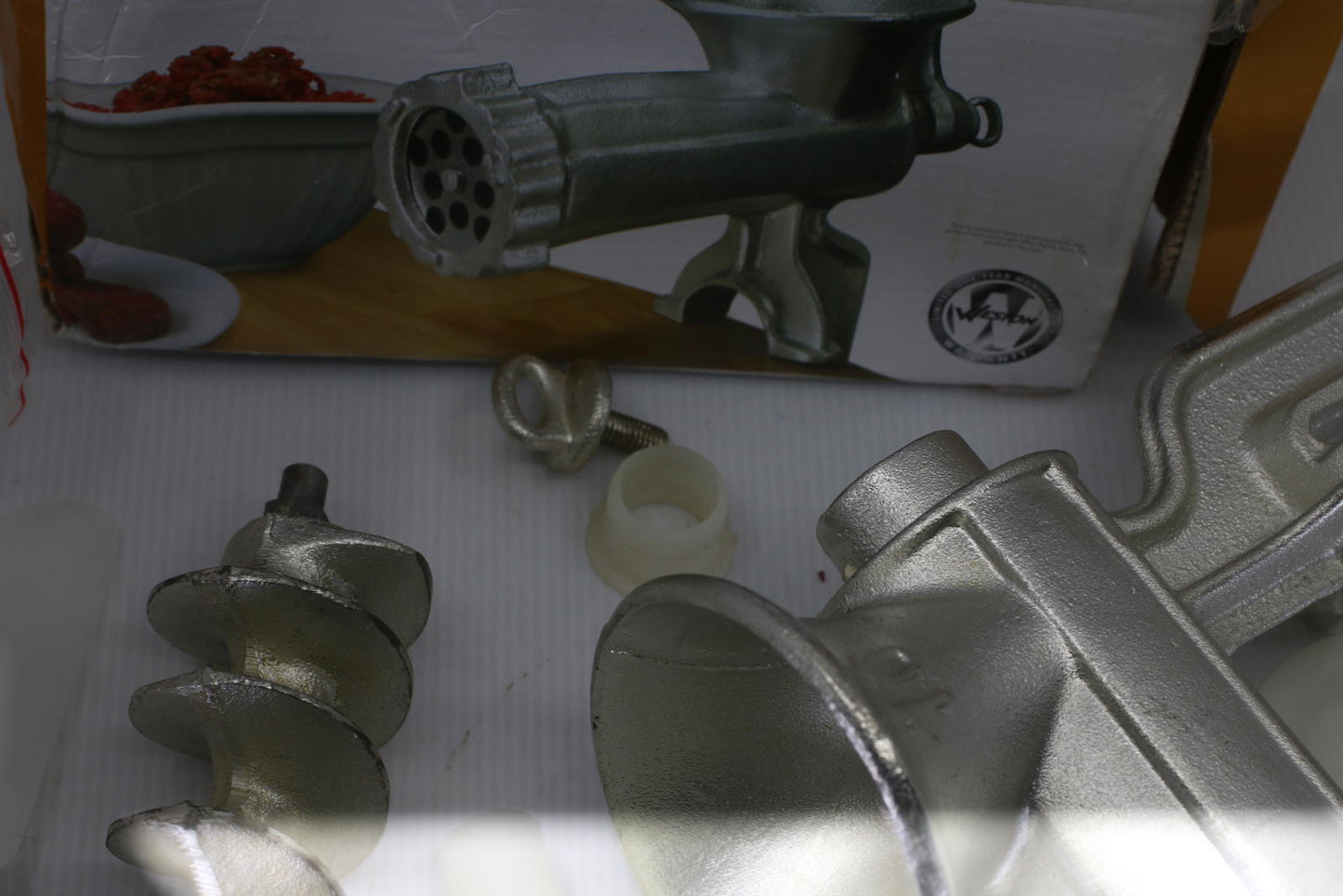 Weston #10 Manual Meat Grinder Sausage Stuffer Complete w Box & Plates