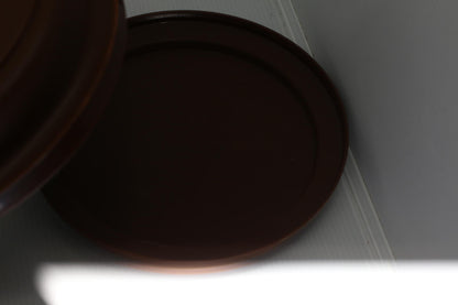 Set of Two Round Plastic Storage Containers with Lids tupperware Orange & Brown