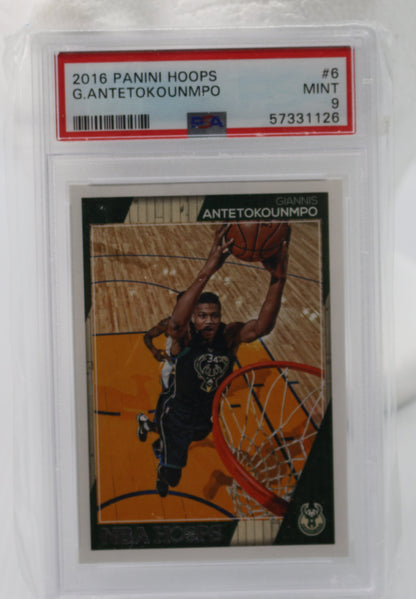 2016-17 panini hoops g.antetokounmpo nba #6 psa graded 9 Mint card