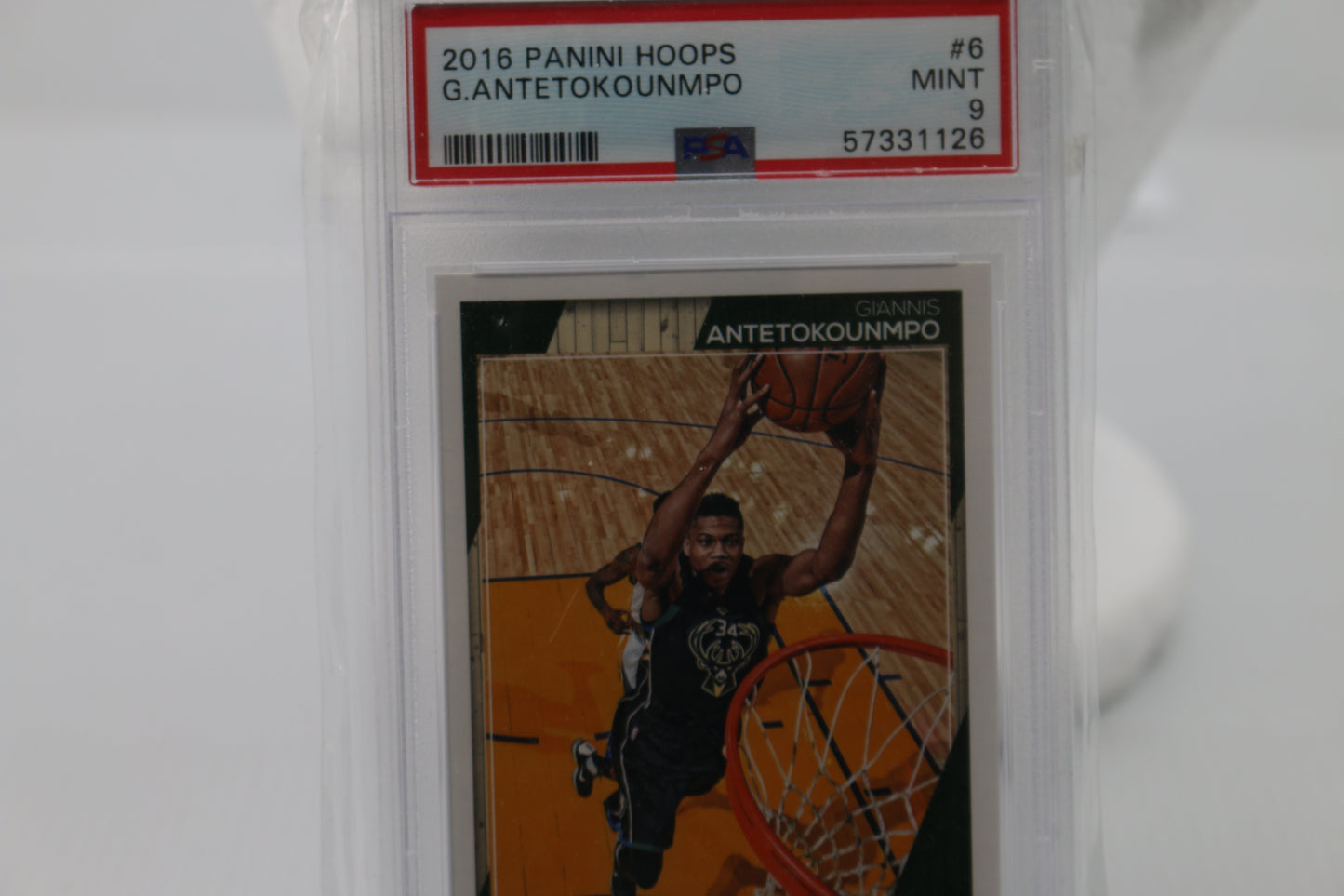 2016-17 panini hoops g.antetokounmpo nba #6 psa graded 9 Mint card