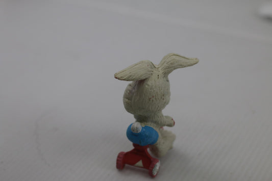 Vintage PVC Bunny Rabbit Riding Tricycle Easter Toy - Hong Kong