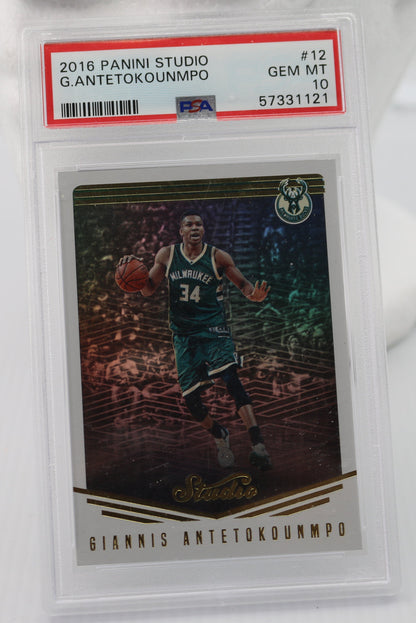 2016 Panini Studio #12 Giannis Antetokounmpo PSA 10 GEM MT card graded