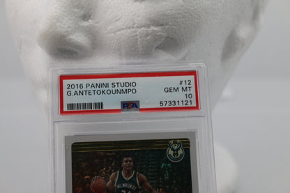 2016 Panini Studio #12 Giannis Antetokounmpo PSA 10 GEM MT card graded