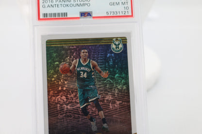 2016 Panini Studio #12 Giannis Antetokounmpo PSA 10 GEM MT card graded