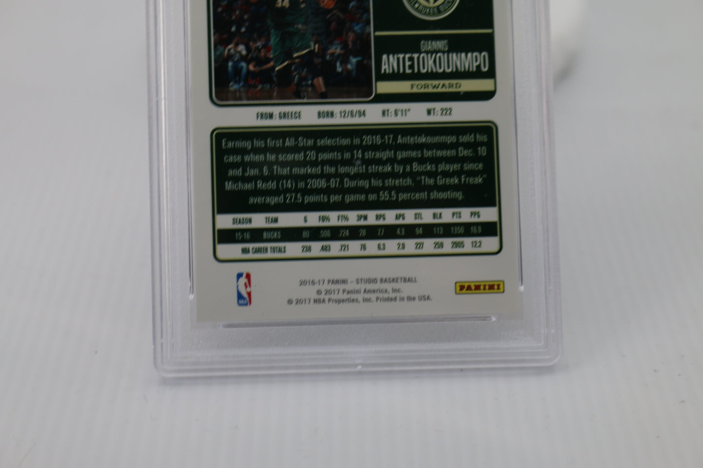 2016 Panini Studio #12 Giannis Antetokounmpo PSA 10 GEM MT card graded