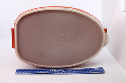 Tupperware Vintage Part # 487-4 Red Roast Ham Turkey Keeper Lid / Tray Complete