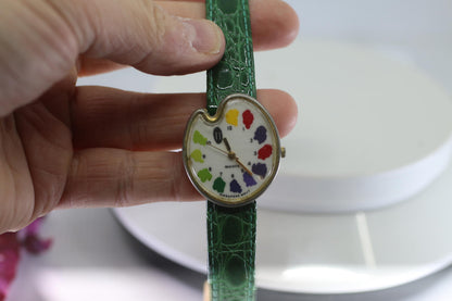 Vintage Artist Palette Quartz Watch Singapore Movt Leather