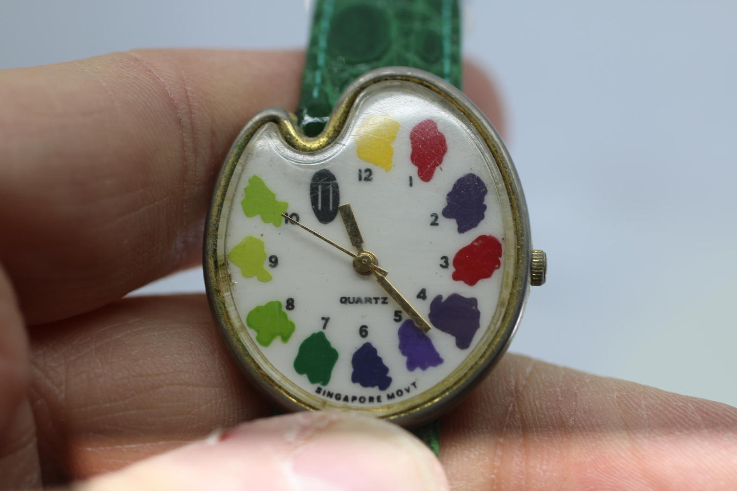 Vintage Artist Palette Quartz Watch Singapore Movt Leather