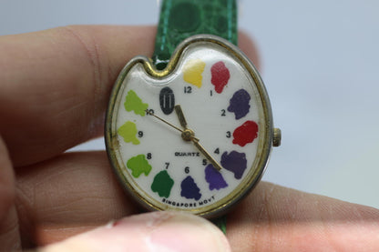 Vintage Artist Palette Quartz Watch Singapore Movt Leather