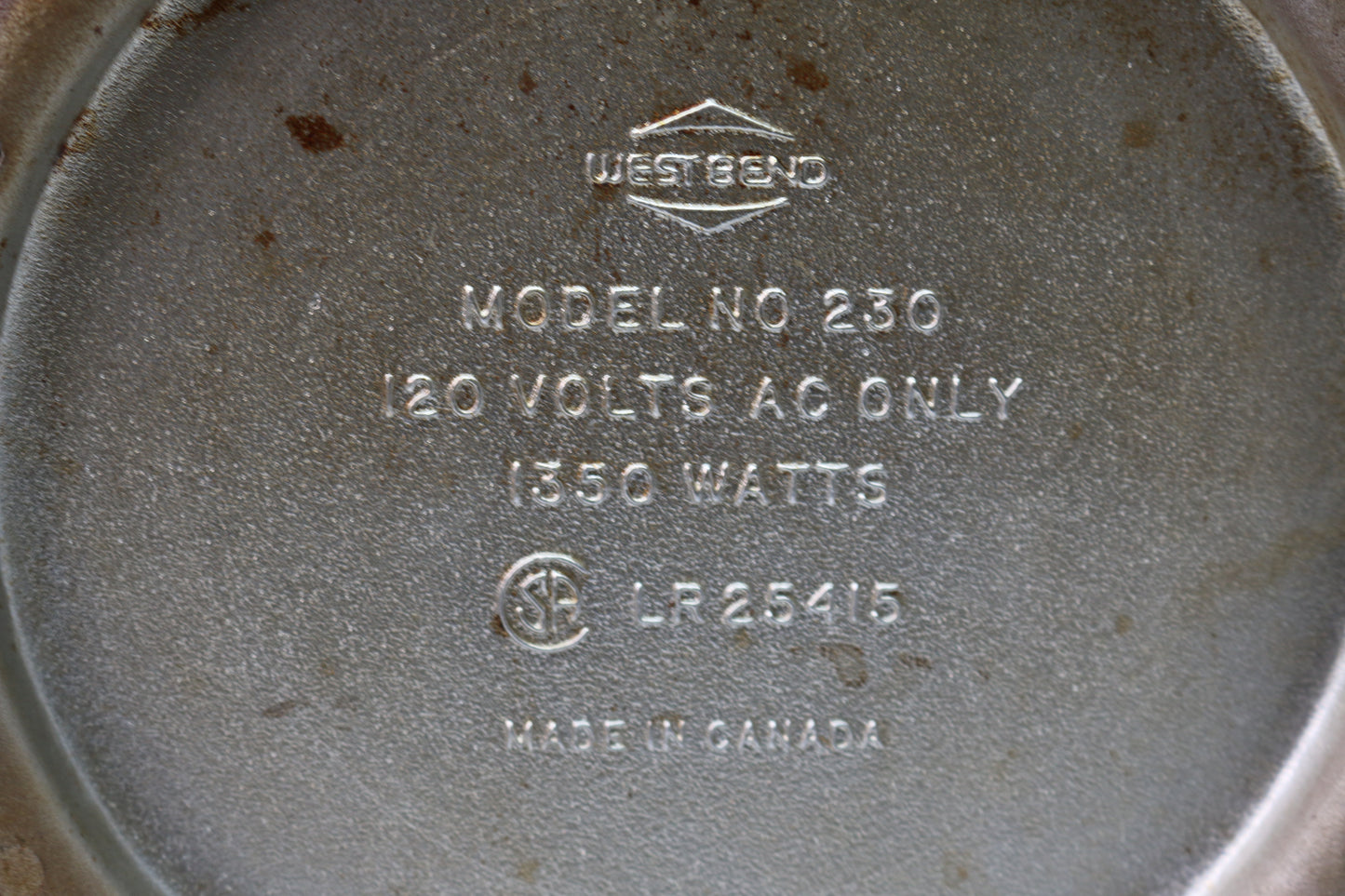 Vintage West Bend Electric 12” Non-Stick Skillet model No230