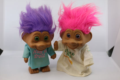 Lot of 2 Vintage Troll Doll TOYS N THINGS 10” 1992 Large Pink Hair Lucky Pink