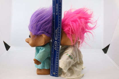 Lot of 2 Vintage Troll Doll TOYS N THINGS 10” 1992 Large Pink Hair Lucky Pink