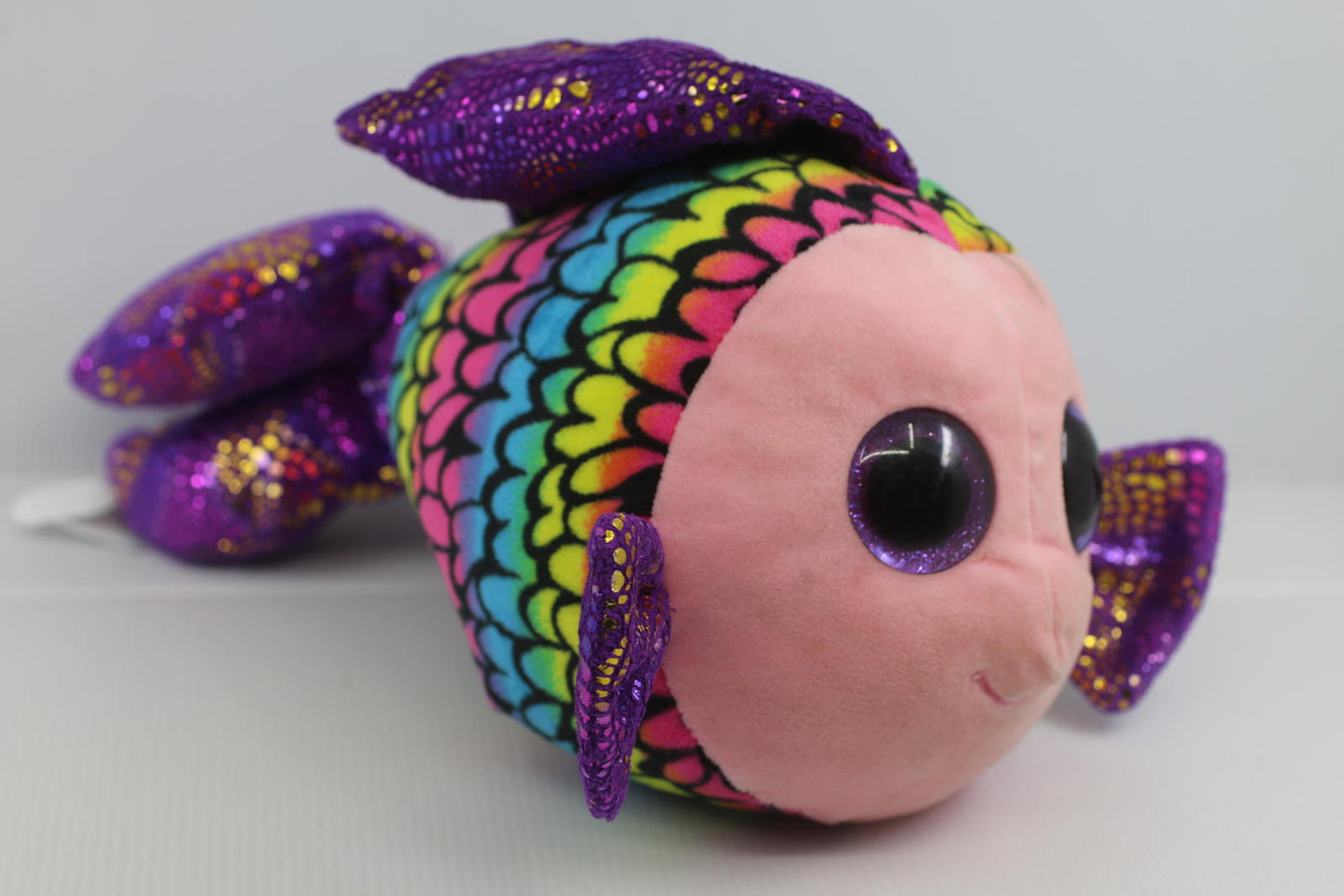 Ty Beanie Boos Flippy the Rainbow Fish 9" Beanbag Plush Colorful Shimmers Shiny