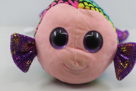 Ty Beanie Boos Flippy the Rainbow Fish 9" Beanbag Plush Colorful Shimmers Shiny