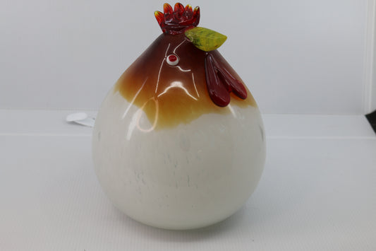 CHONKY hand blown art glass rooster heavy ~ 8" x 6" maybe vintage EPIC chicken