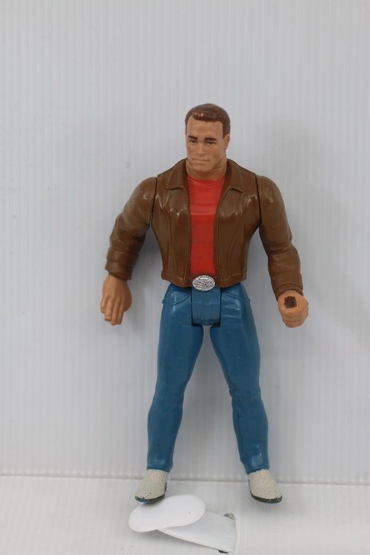 Vintage Male Action Figure with Brown Jacket and Blue Pants