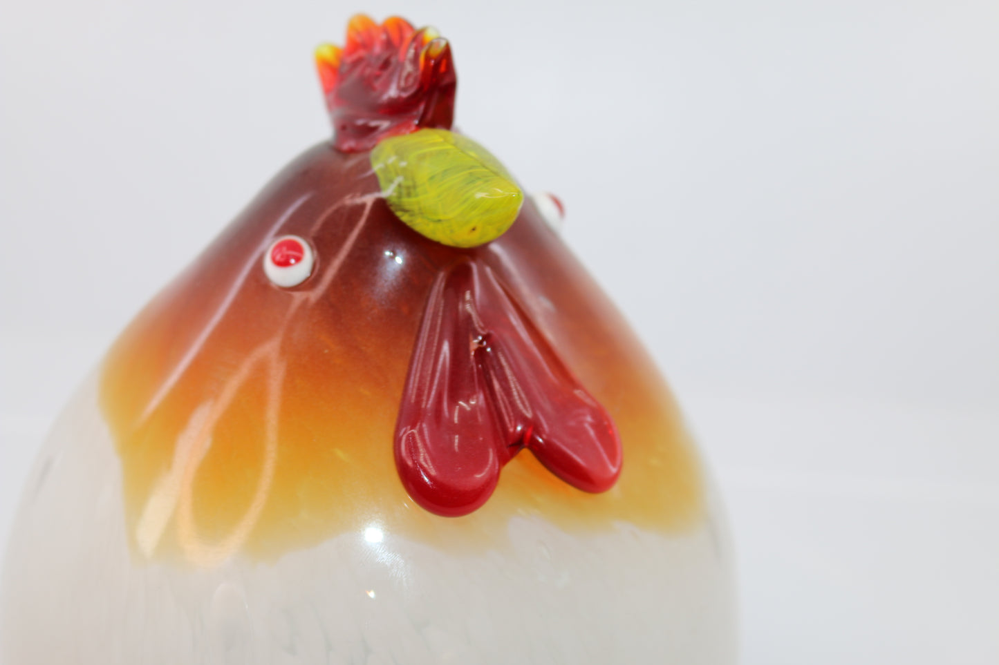 CHONKY hand blown art glass rooster heavy ~ 8" x 6" maybe vintage EPIC chicken
