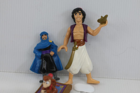 Aladdin Toy Figures Set with Genie, Magic Carpet, and Abu