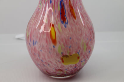 Vintage Murano inspired pink splatter glass vase