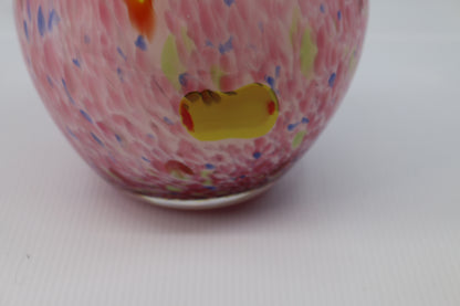 Vintage Murano inspired pink splatter glass vase