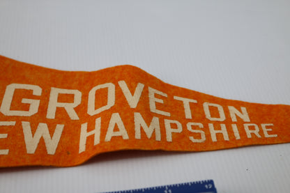 Vintage Souvenir Felt Pennant New Hampshire Groveton NH Orange 16''