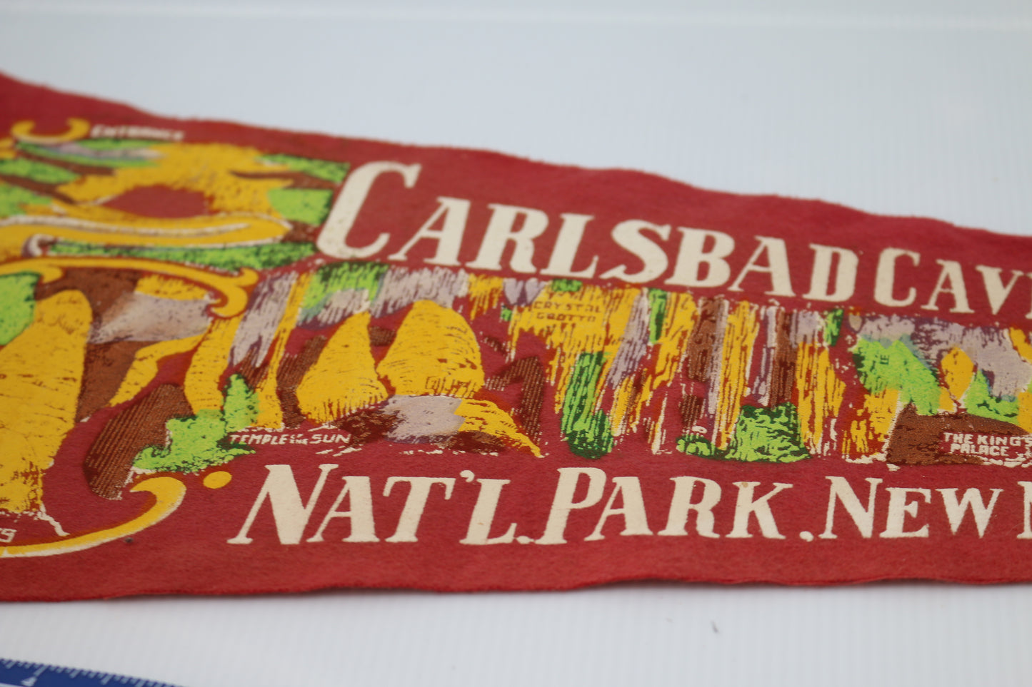 Large Vintage Carlsbad Caverns National Park NM Souvenir Felt Pennant 29"