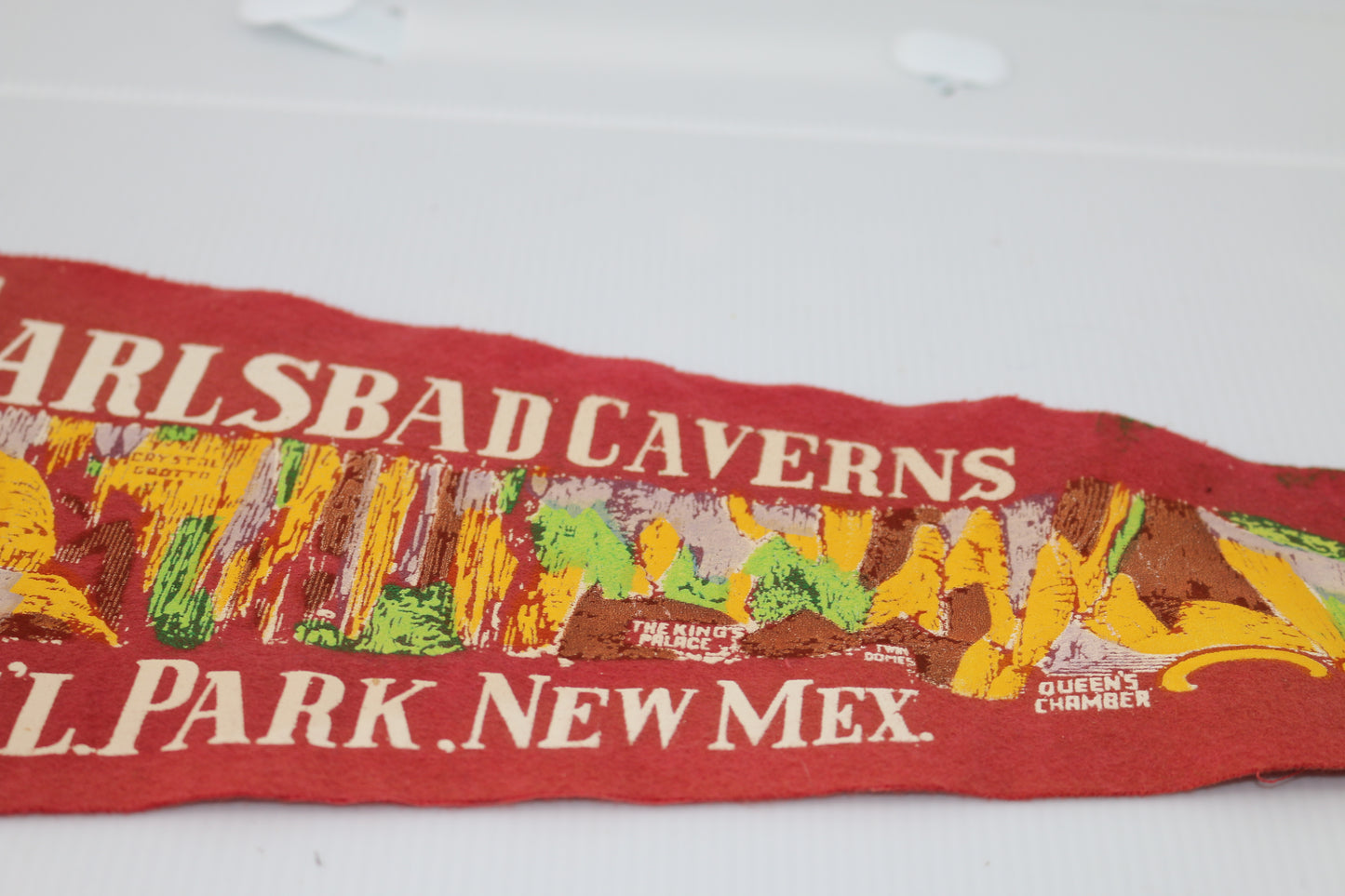 Large Vintage Carlsbad Caverns National Park NM Souvenir Felt Pennant 29"